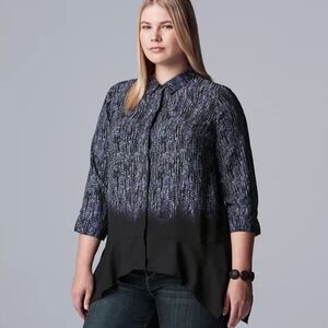 Simply Vera,  Vera Wang Pointed Hem Shirt Size Small NWT